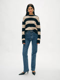 Cashmere Block Striped Crewneck