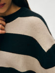 Cashmere Block Striped Crewneck