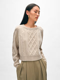 Cashmere Luxe Cable Collar Crewneck