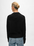 Cashmere Wide Rib Trim Crewneck