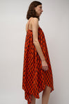 Anaak Etretat Print Handkerchief Dress in Vermillion Paisley