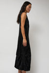 Anggae Washed Velvet Long Dress in Black