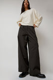 Black Crane Straight Trousers in Dark Grey