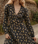 CHARLESTON DRESS -- NOIR WINDING BLOSSOMS