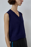 CORDERA Merino Pointelle Waistcoat in Prussian Blue