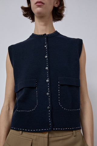 CORDERA Merino Stitched Waistcoat in Navy