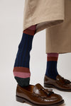 Exquisite J Colorblock Socks in Navy