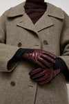 Exquisite J Gloves in Black with Bordeaux