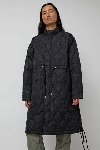 TAION Military Flyfront Long Down Jacket in Paisley