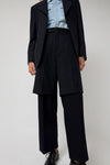 TONYWACK Virgin Wool Layered Trousers in Navy Pinstripe