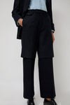 TONYWACK Virgin Wool Layered Trousers in Navy Pinstripe