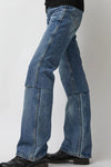 TONYWACK Layered Denim Jeans in Washed Blue