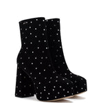 Dolly Boot In Black Suede and Silver Stars