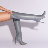 Larroudé x Jennifer Fisher Boot In Cement Grey Leather